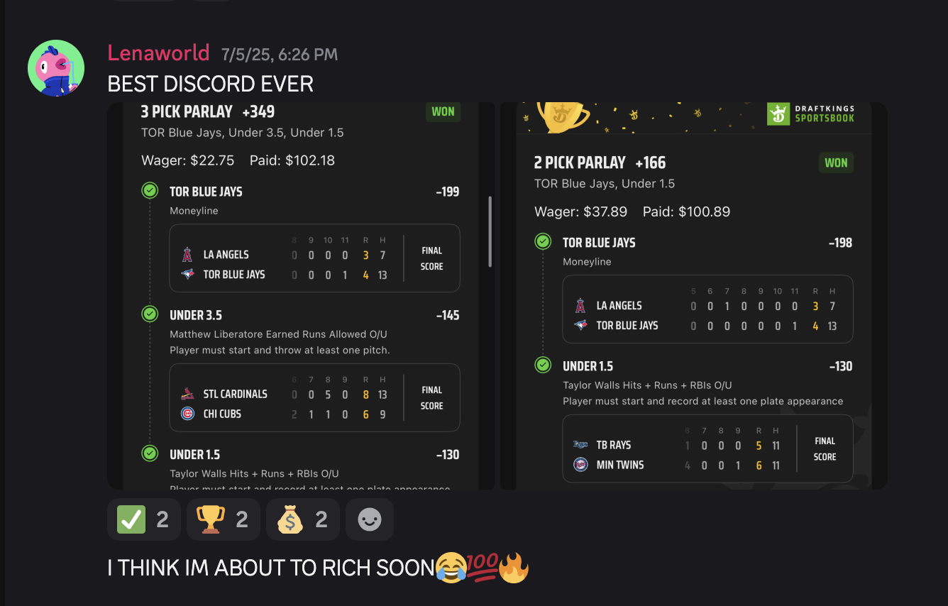 Sports betting profit tracking dashboard screenshot